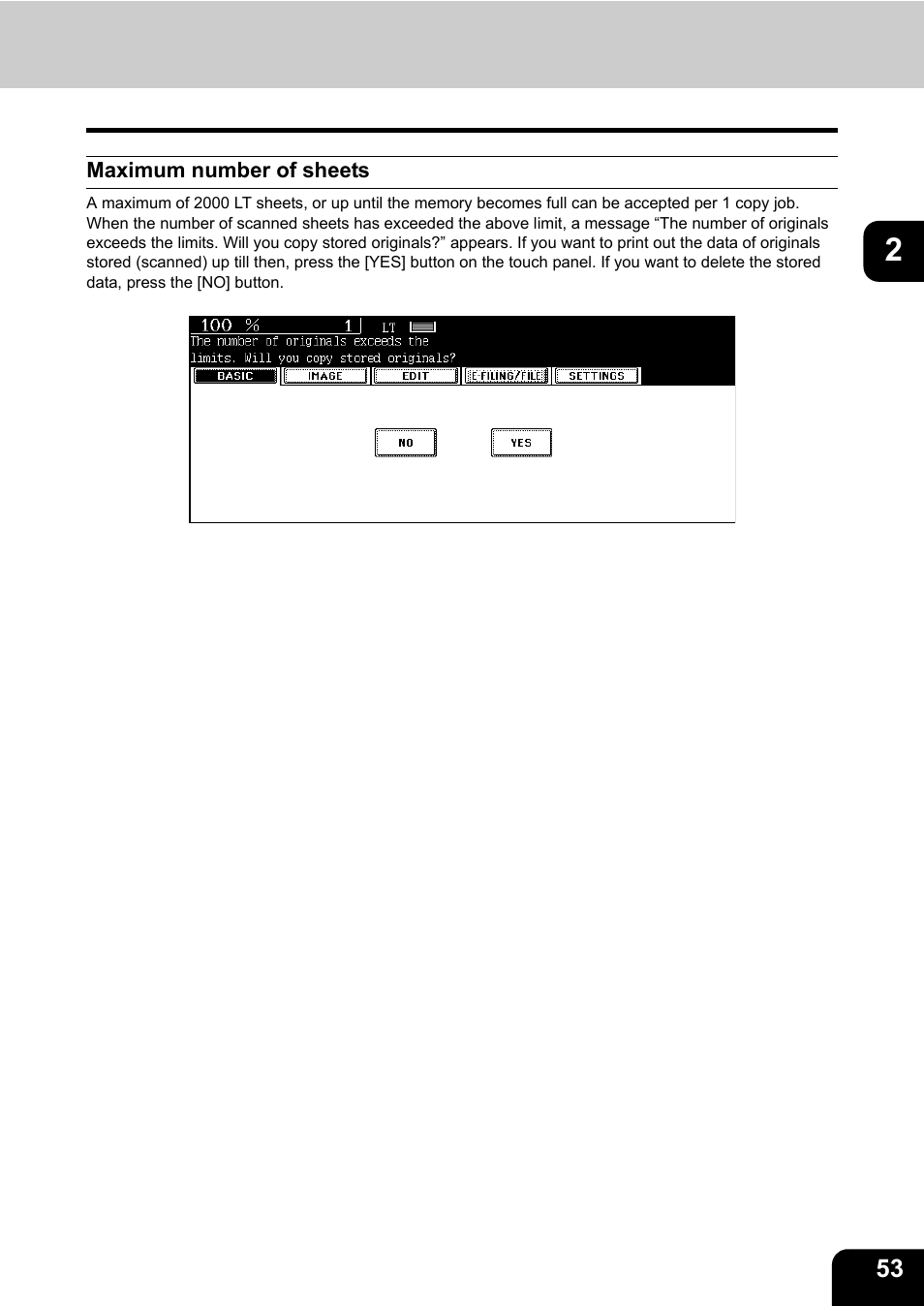 Maximum number of sheets | Toshiba E-STUDIO 850 User Manual | Page 55 / 338