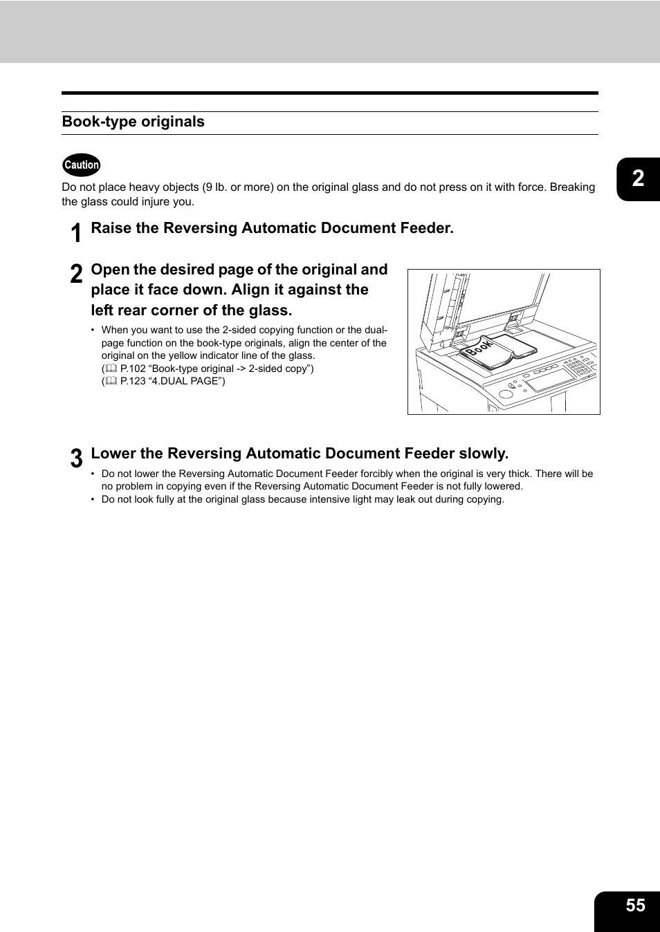 Book-type originals | Toshiba E-STUDIO 850 User Manual | Page 57 / 338
