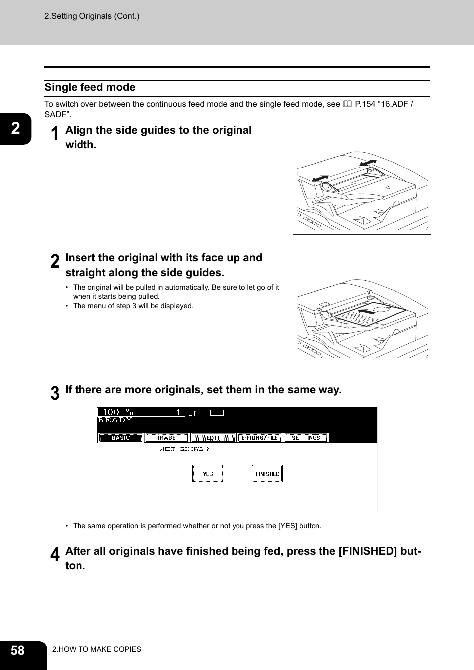 Single feed mode | Toshiba E-STUDIO 850 User Manual | Page 60 / 338