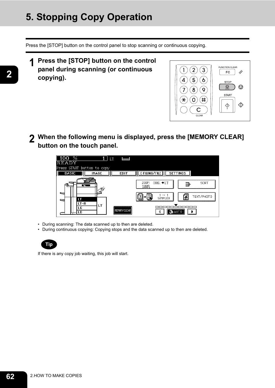 Stopping copy operation | Toshiba E-STUDIO 850 User Manual | Page 64 / 338