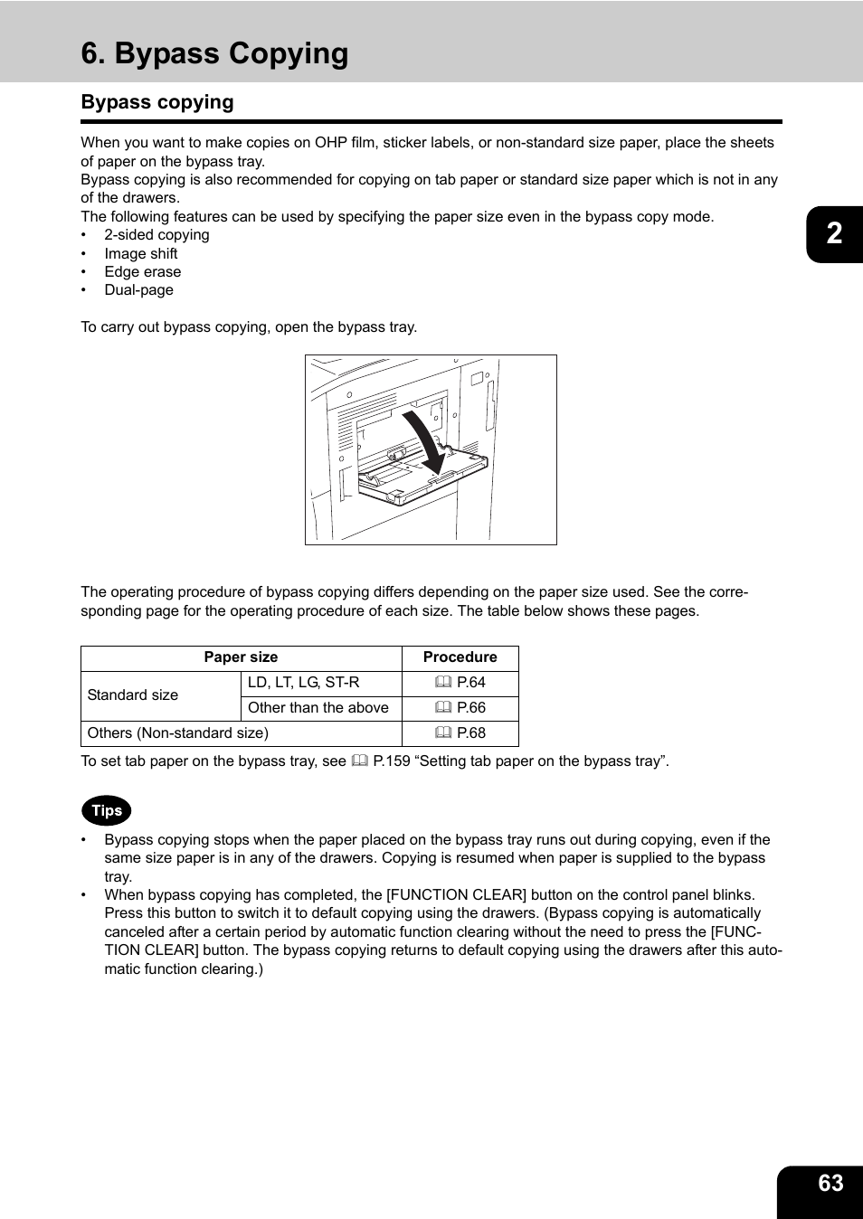 Bypass copying, P.63 “6.bypass copying | Toshiba E-STUDIO 850 User Manual | Page 65 / 338