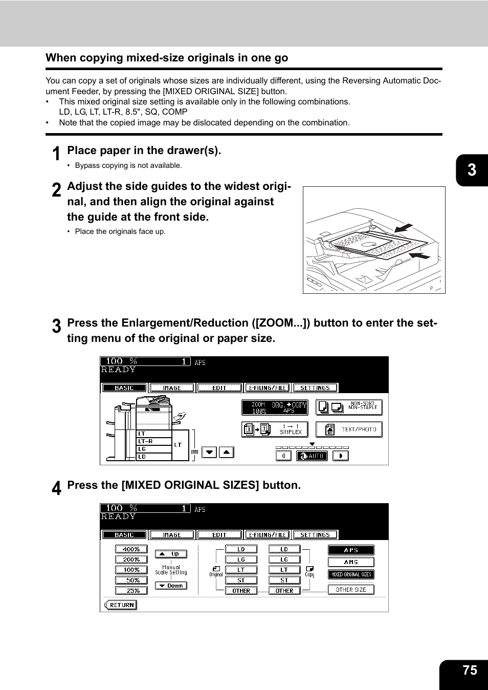 When copying mixed-size originals in one go | Toshiba E-STUDIO 850 User Manual | Page 77 / 338