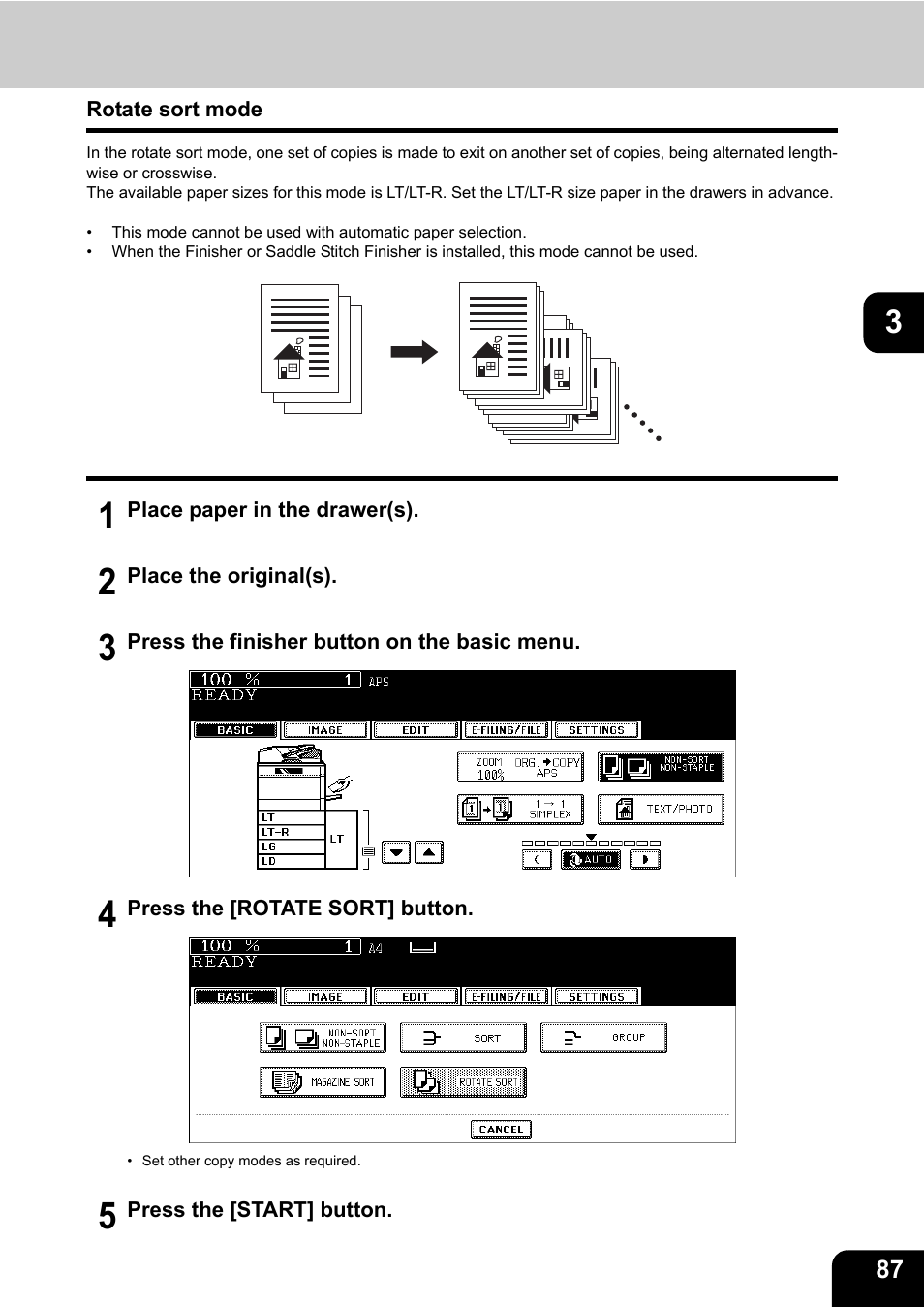 Rotate sort mode | Toshiba E-STUDIO 850 User Manual | Page 89 / 338