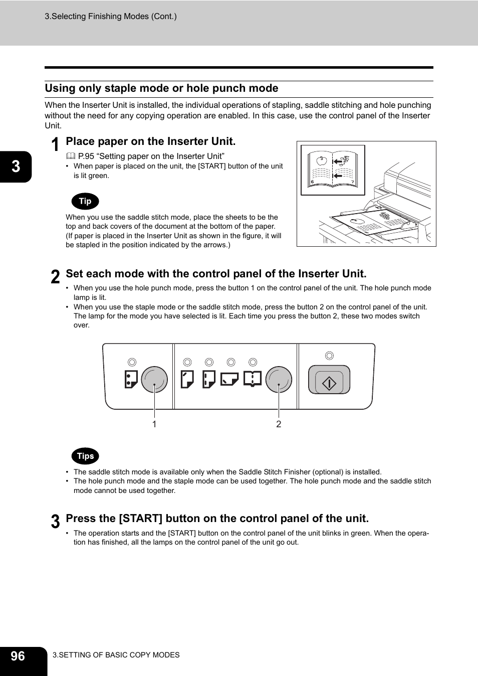 Using only staple mode or hole punch mode | Toshiba E-STUDIO 850 User Manual | Page 98 / 338