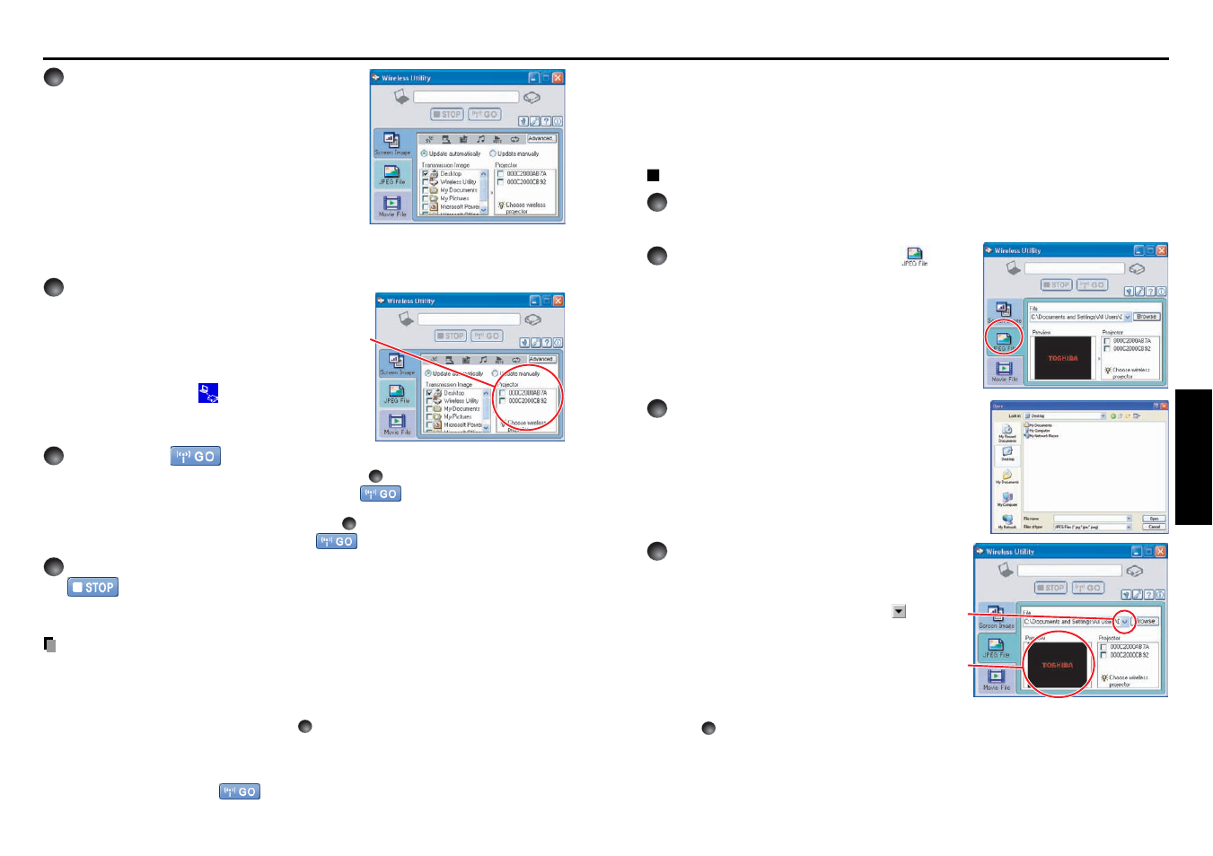 Operations, Using the wireless utility (continued) | Toshiba TDP-TW100 User Manual | Page 33 / 46
