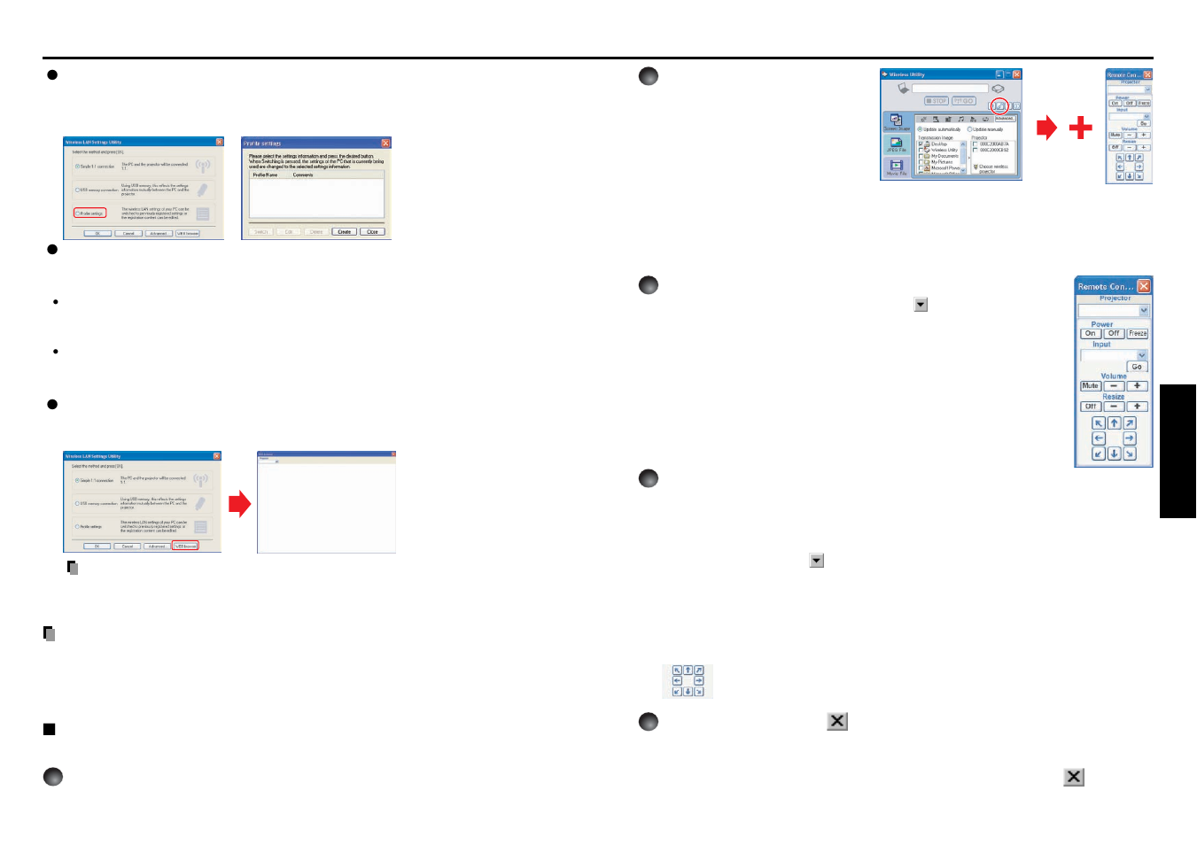 Operating the projector, Operations, Using the wireless utility (continued) | Toshiba TDP-TW100 User Manual | Page 37 / 46