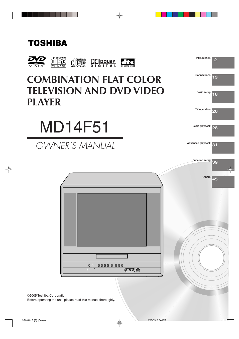 Toshiba MD14F51 User Manual | 52 pages