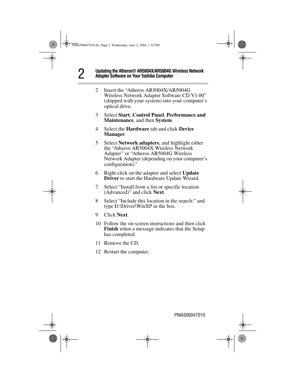 Toshiba ATHEROS AR5004G User Manual | Page 2 / 2