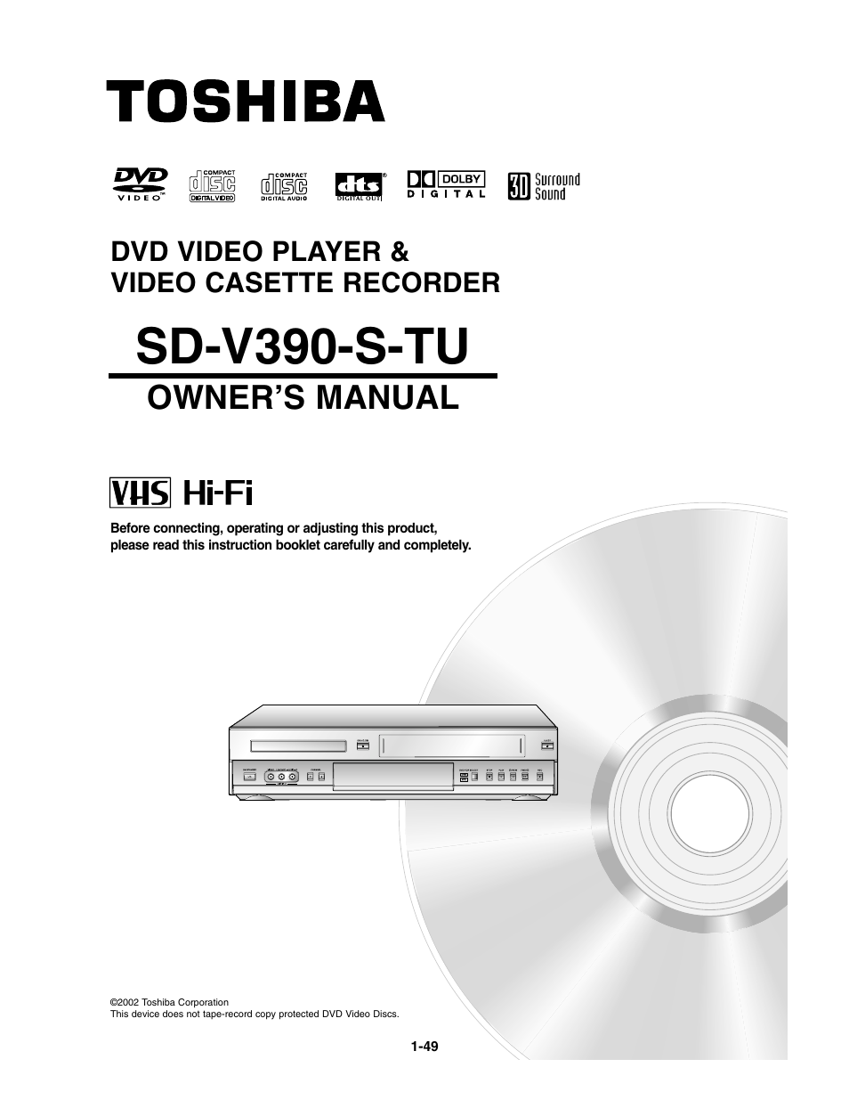 Toshiba SD-V390-S-TU User Manual | 48 pages