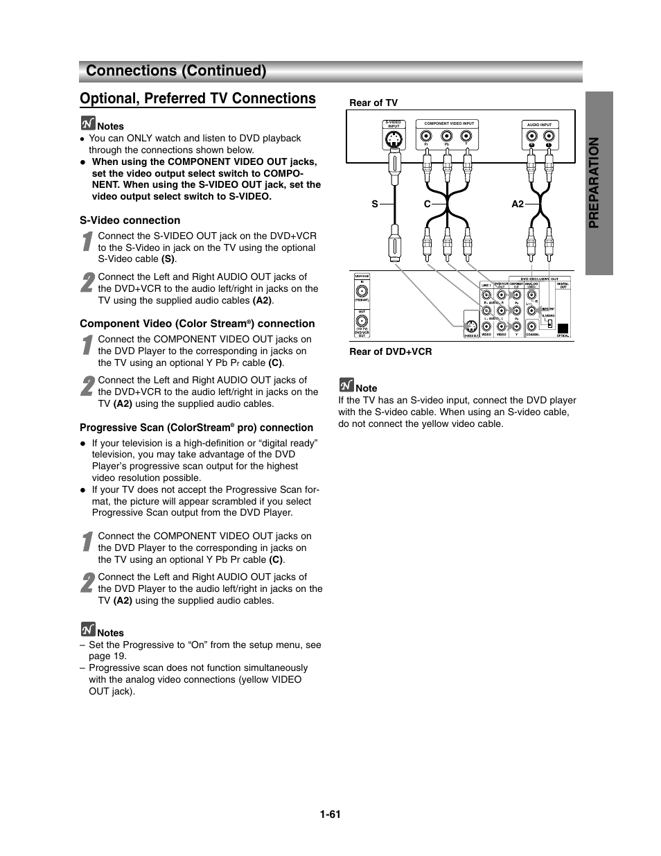 Optional, perferred tv, Prep ara tion | Toshiba SD-V390-S-TU User Manual | Page 13 / 48