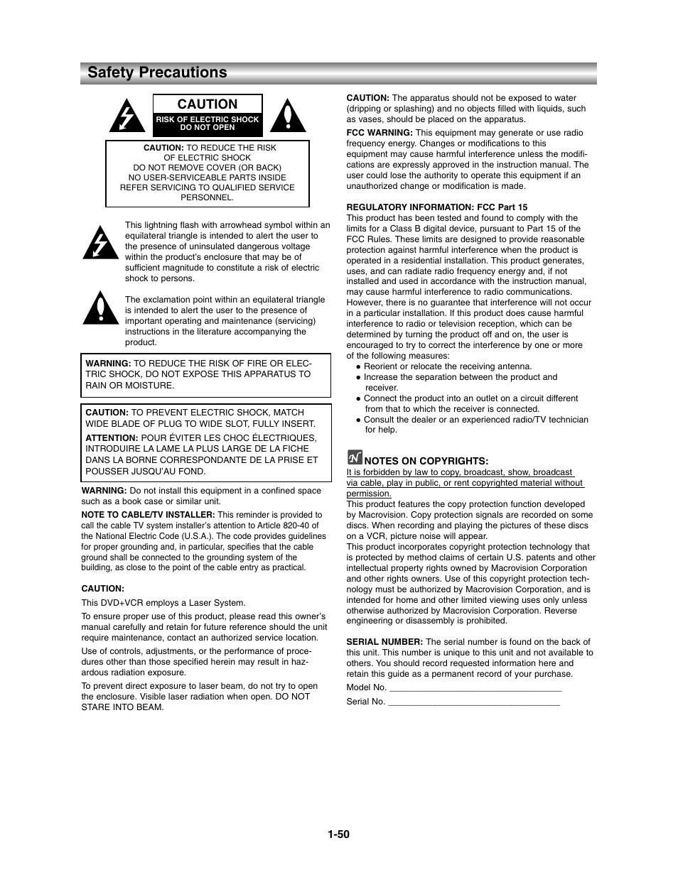 Safety precautions, Caution | Toshiba SD-V390-S-TU User Manual | Page 2 / 48