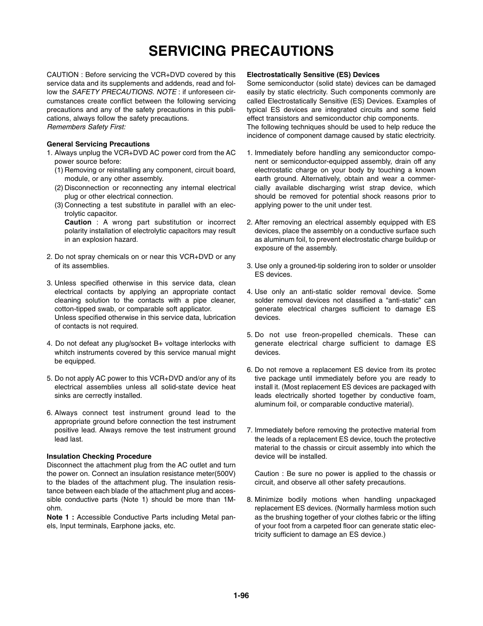 Servicing precautions | Toshiba SD-V390-S-TU User Manual | Page 48 / 48