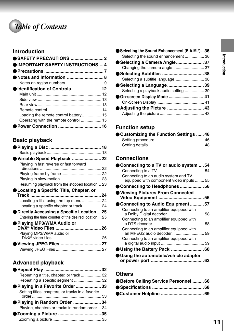 Toshiba SD-P2800SE User Manual | Page 11 / 72