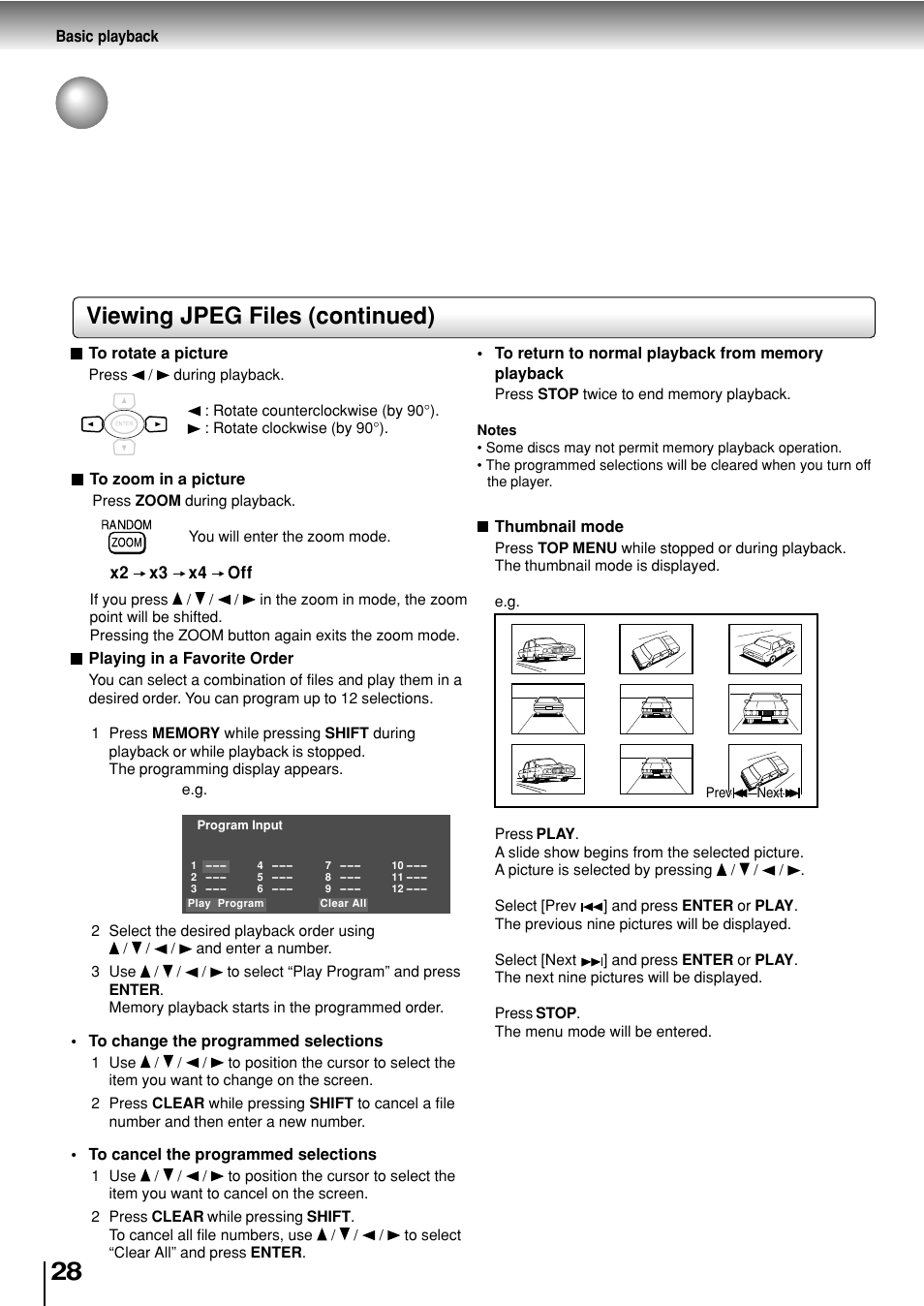 Viewing jpeg files (continued) | Toshiba SD-P2800SE User Manual | Page 28 / 72
