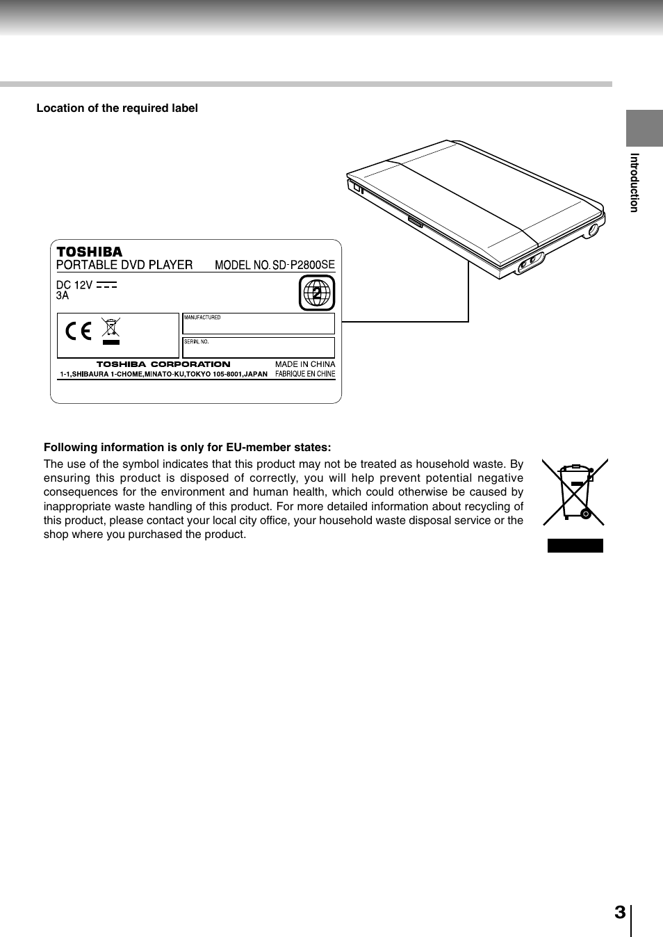 Toshiba SD-P2800SE User Manual | Page 3 / 72