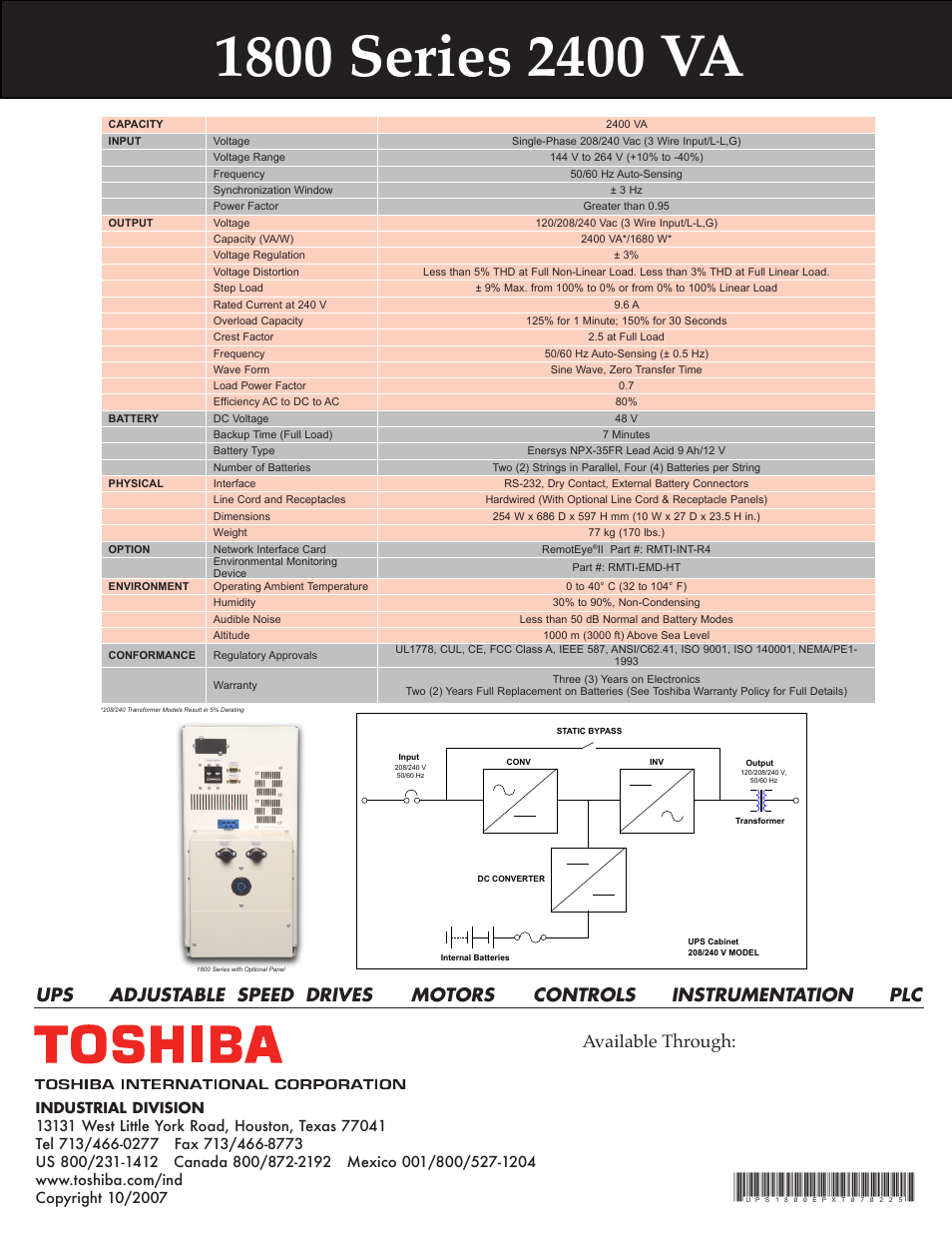 Toshiba, Available through | Toshiba 1800 SERIES User Manual | Page 2 / 2