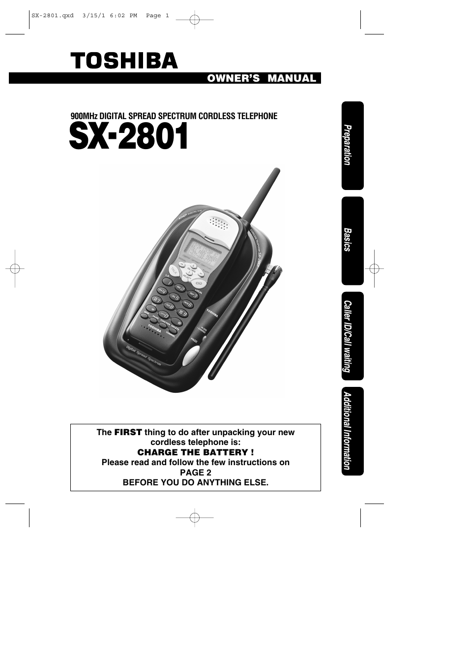 Toshiba SX-2801 User Manual | 40 pages