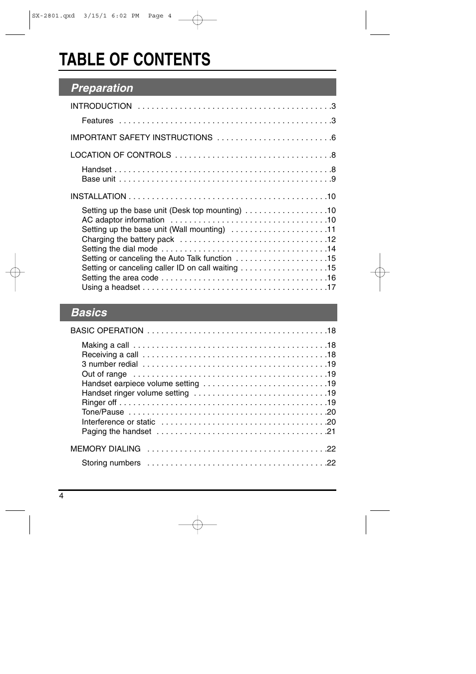 Toshiba SX-2801 User Manual | Page 4 / 40