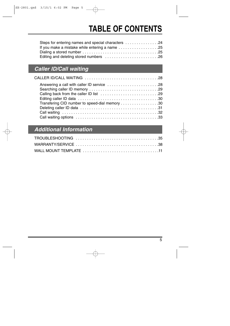 Toshiba SX-2801 User Manual | Page 5 / 40