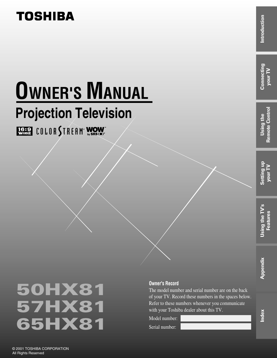 Toshiba 50HX81 User Manual | 59 pages