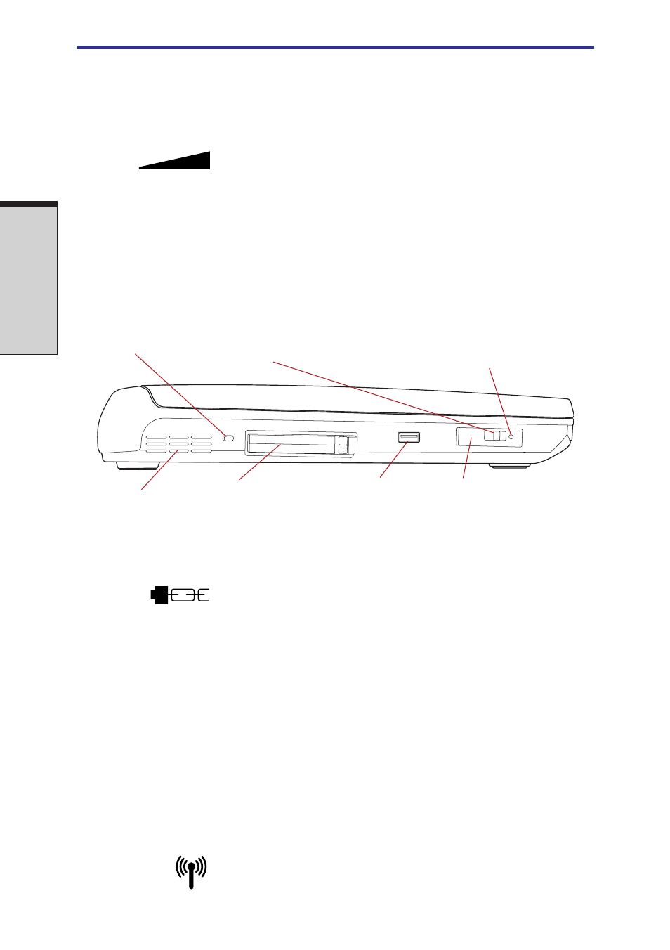 Left side, Left side -2, On off | Toshiba Satellite 2450 User Manual | Page 42 / 252