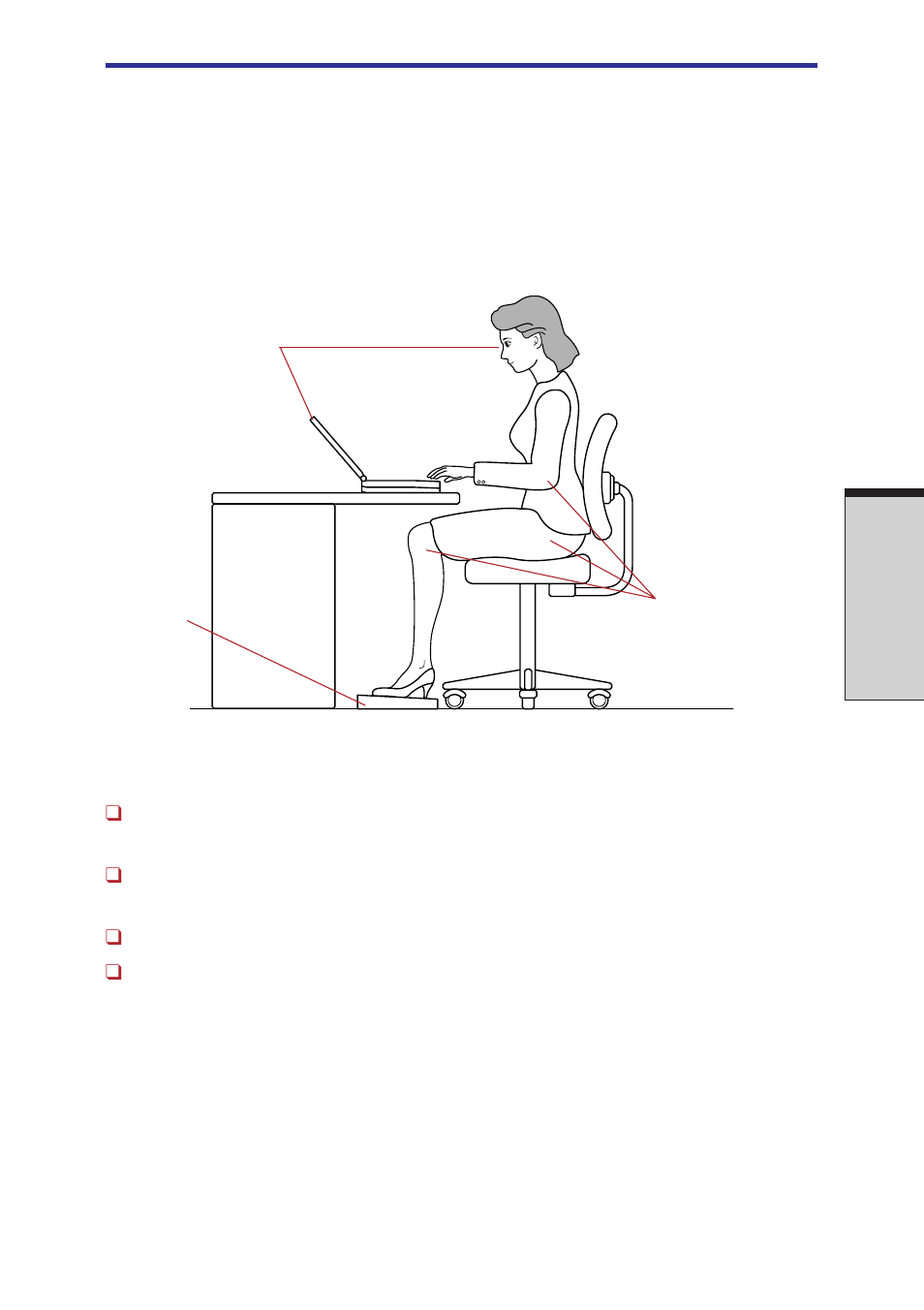 Seating and posture, Seating and posture -3, Setting up your work space | Toshiba Satellite 2450 User Manual | Page 61 / 252