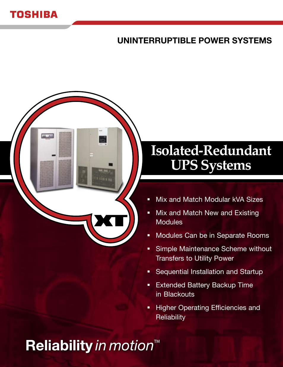 Toshiba Isolated-Redundant UPS System User Manual | 2 pages