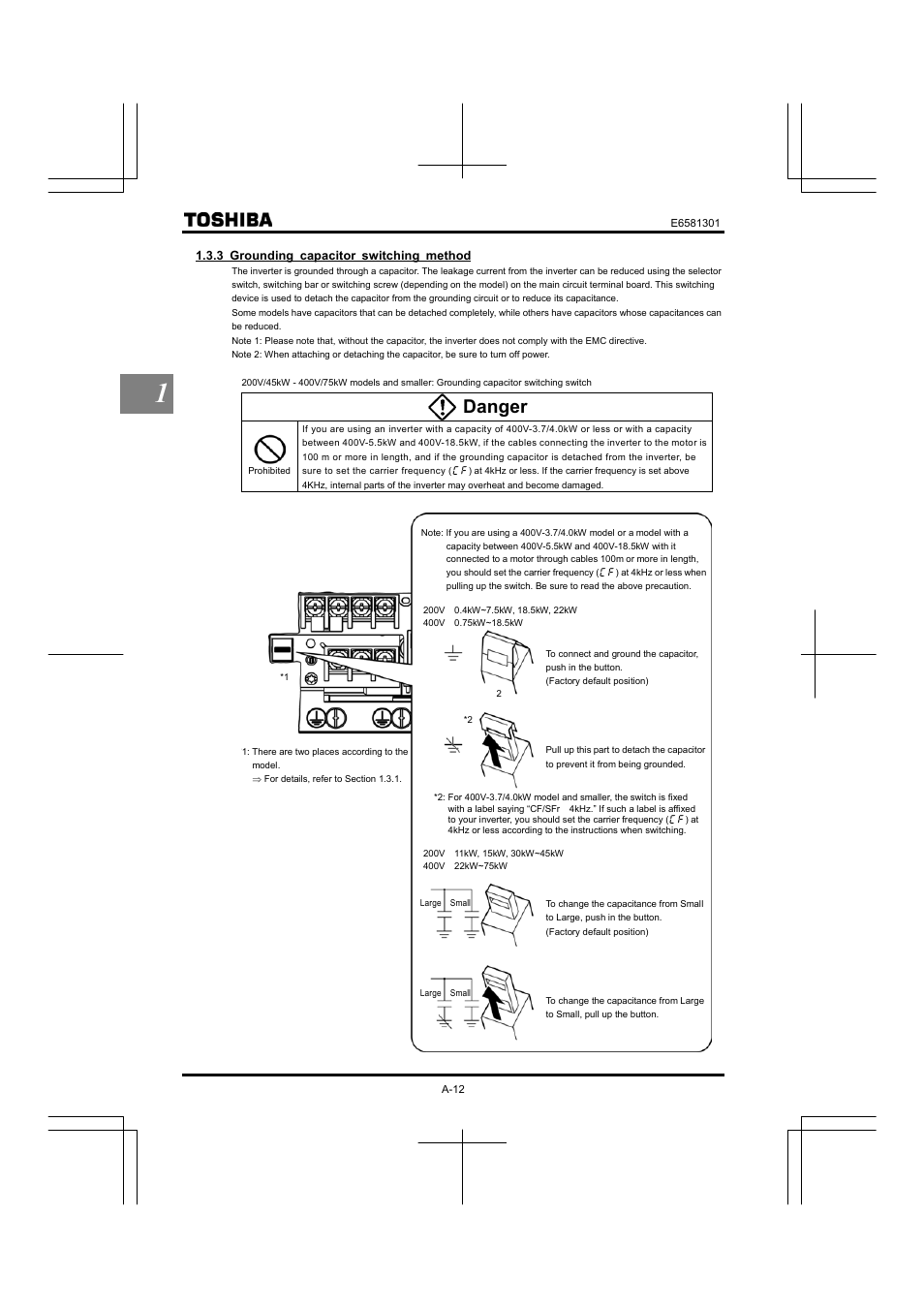 Danger | Toshiba Tosvert VF-AS1 User Manual | Page 28 / 312