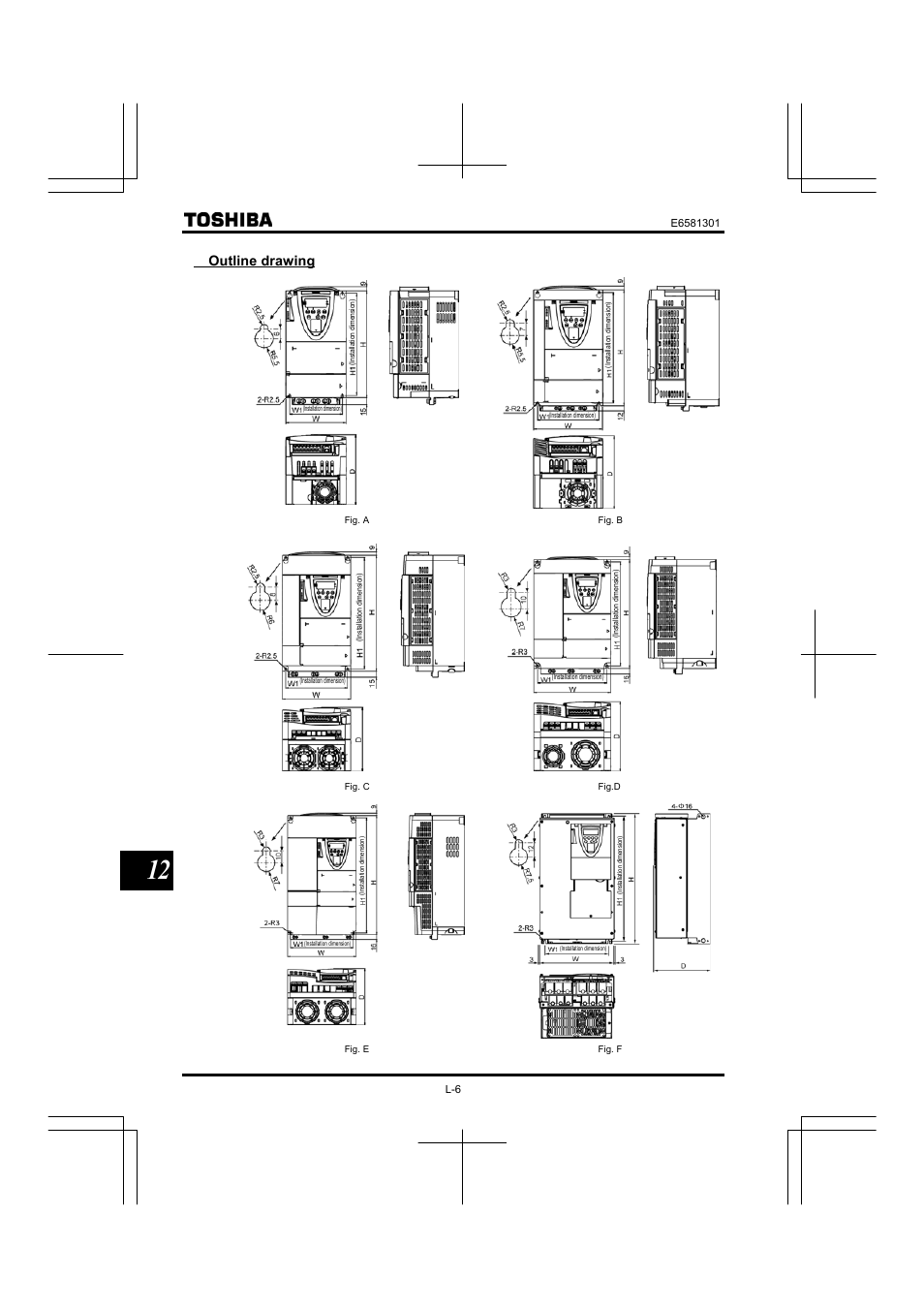 Outline drawing | Toshiba Tosvert VF-AS1 User Manual | Page 290 / 312