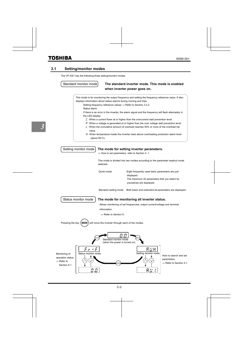 1 setting/monitor modes | Toshiba Tosvert VF-AS1 User Manual | Page 56 / 312