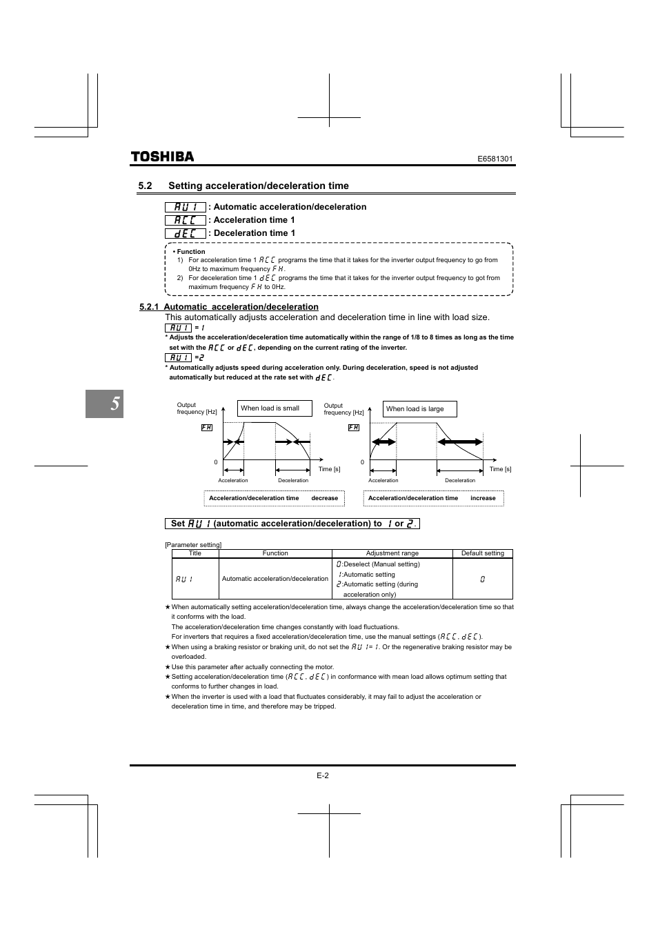 2 setting acceleration/deceleration time | Toshiba Tosvert VF-AS1 User Manual | Page 68 / 312