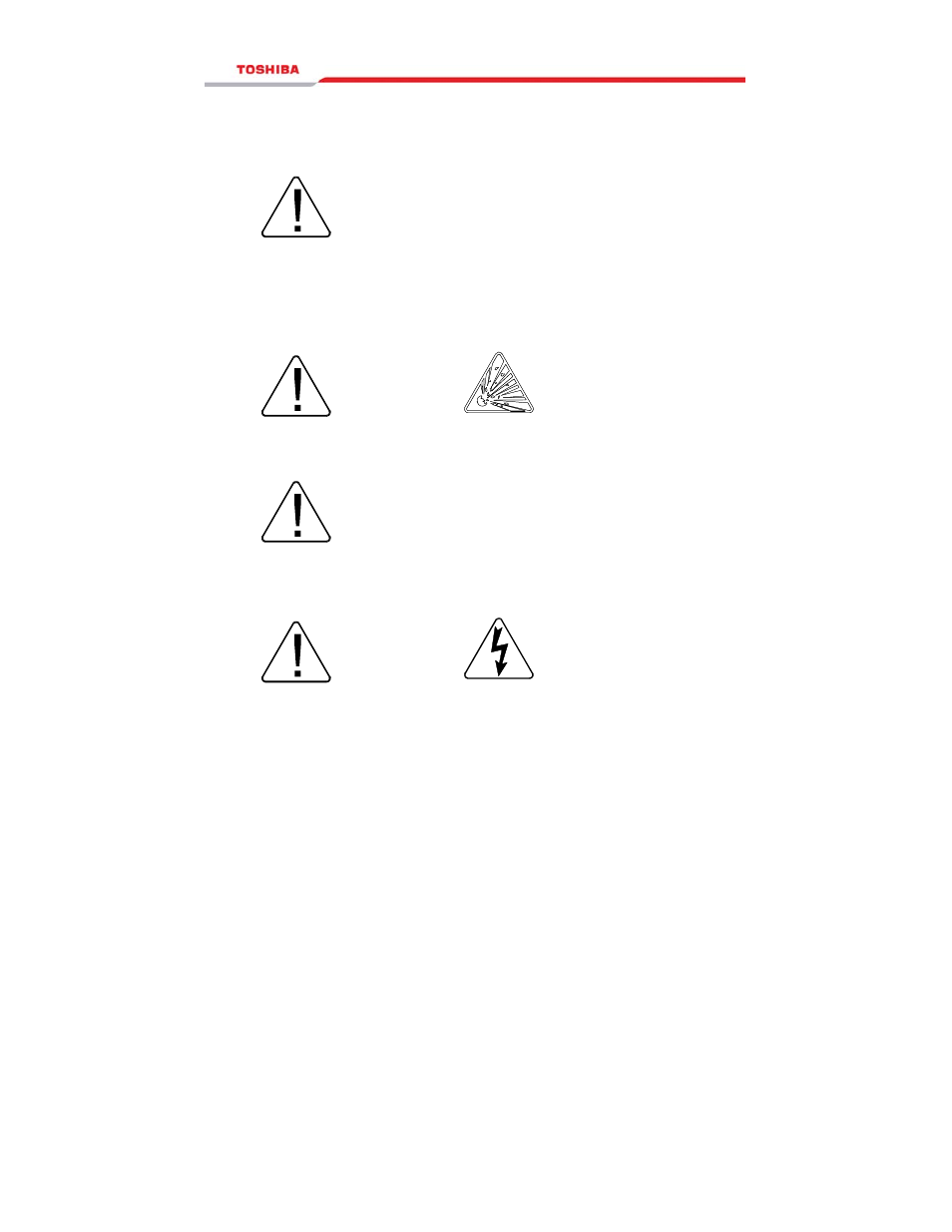 Warning caution caution danger | Toshiba RELIABILITY IN MOTION 1000 User Manual | Page 15 / 54