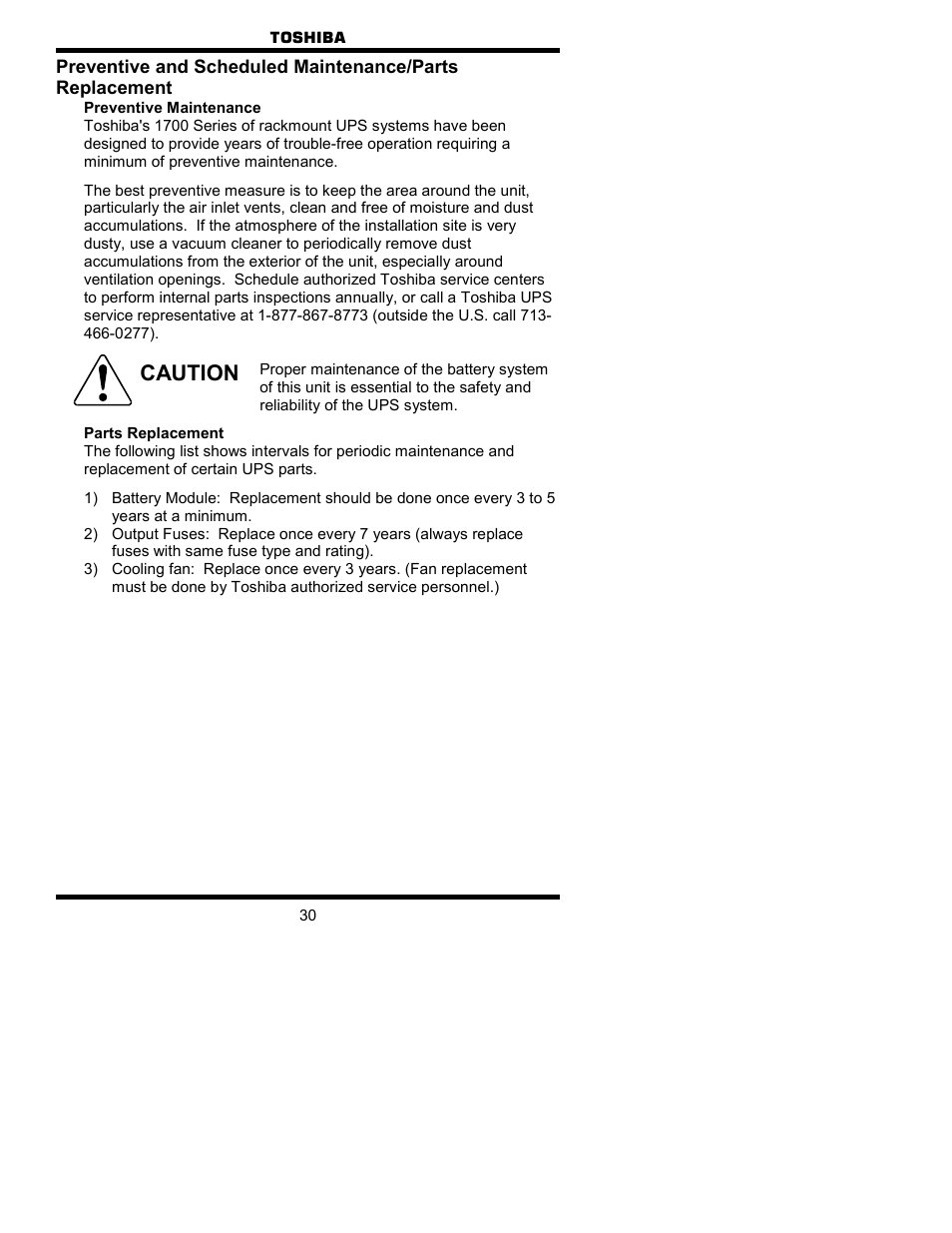 Caution | Toshiba 1700 User Manual | Page 30 / 41