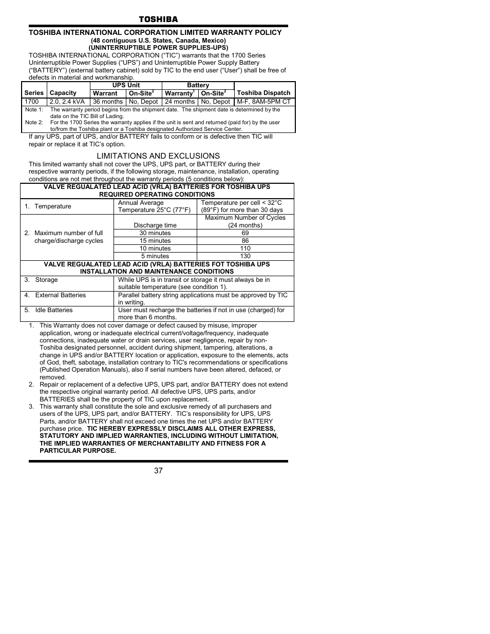 Toshiba 1700 User Manual | Page 37 / 41