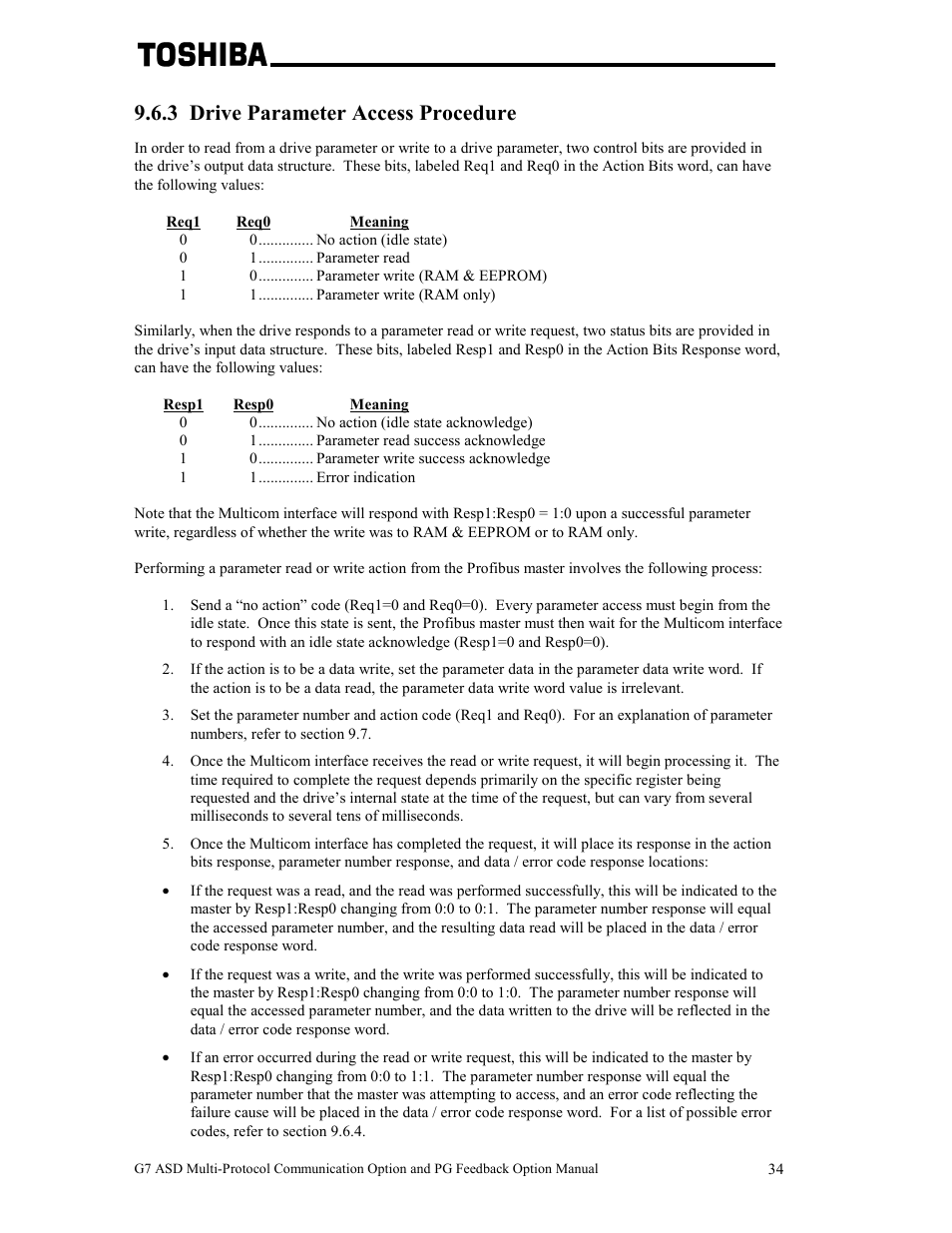 3 drive parameter access procedure | Toshiba G7 User Manual | Page 41 / 84