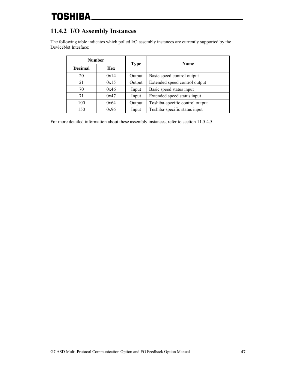 2 i/o assembly instances | Toshiba G7 User Manual | Page 54 / 84