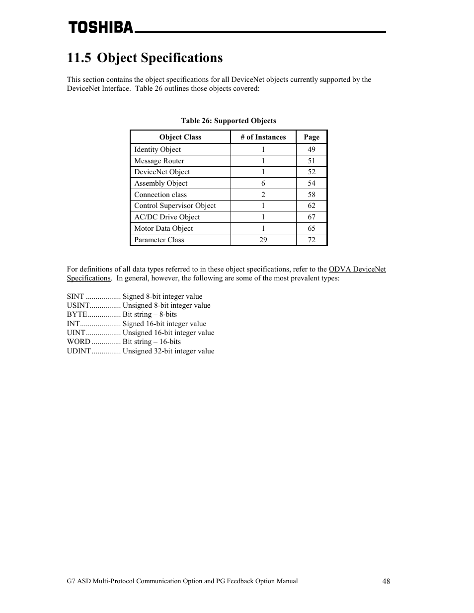 5 object specifications | Toshiba G7 User Manual | Page 55 / 84