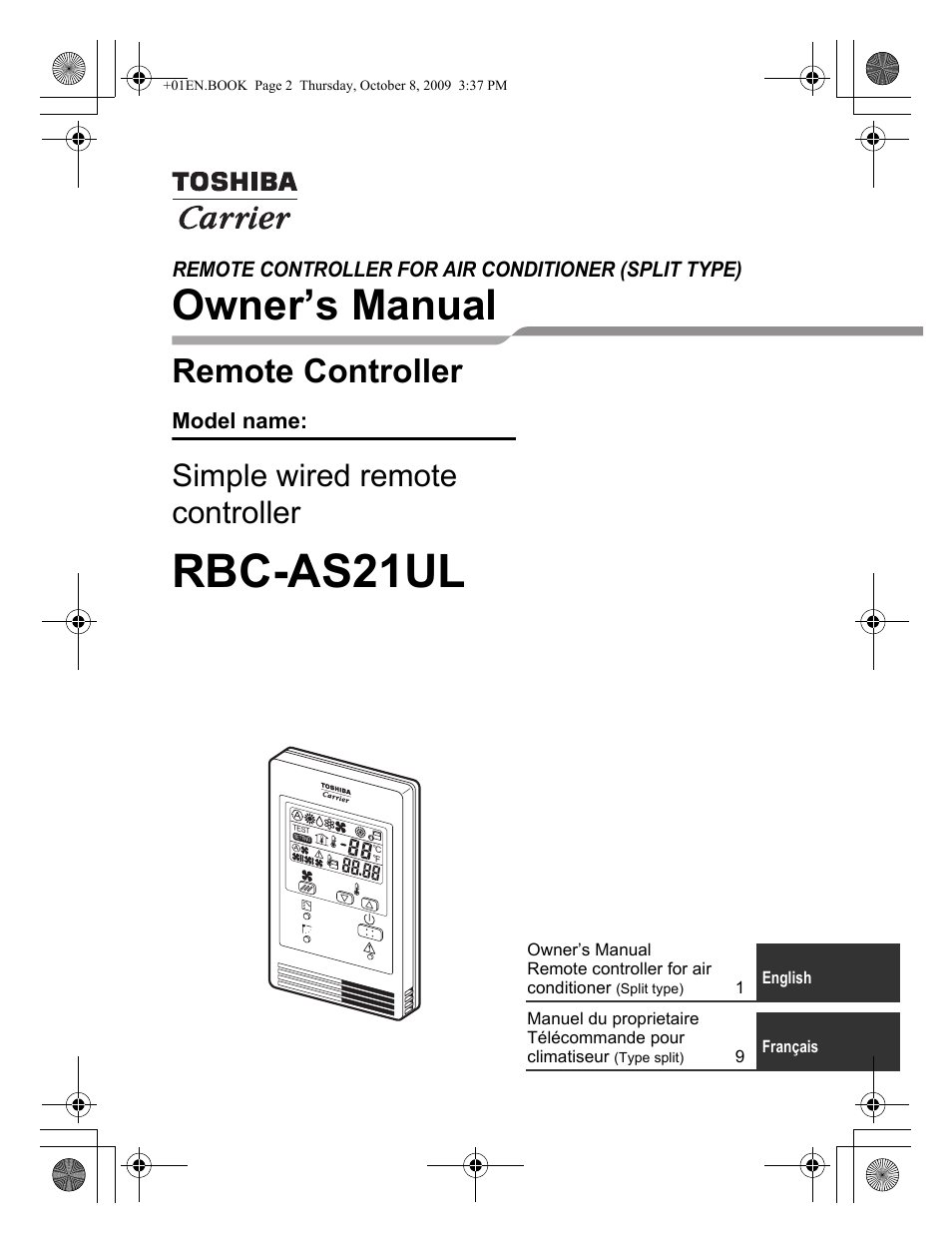 Toshiba RBC-AS21UL User Manual | 10 pages