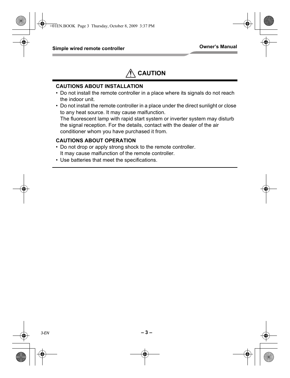 Caution | Toshiba RBC-AS21UL User Manual | Page 4 / 10