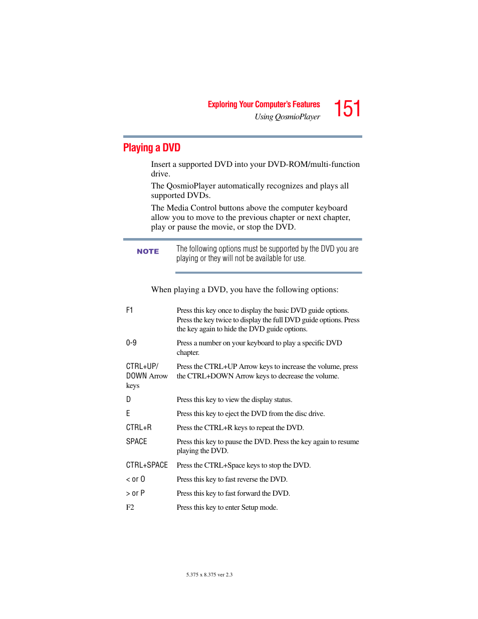 Playing a dvd | Toshiba F25Series User Manual | Page 151 / 345