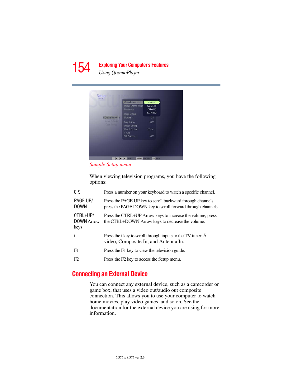 Connecting an external device | Toshiba F25Series User Manual | Page 154 / 345