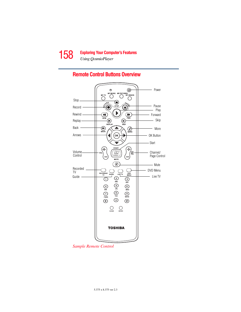 Remote control buttons overview | Toshiba F25Series User Manual | Page 158 / 345