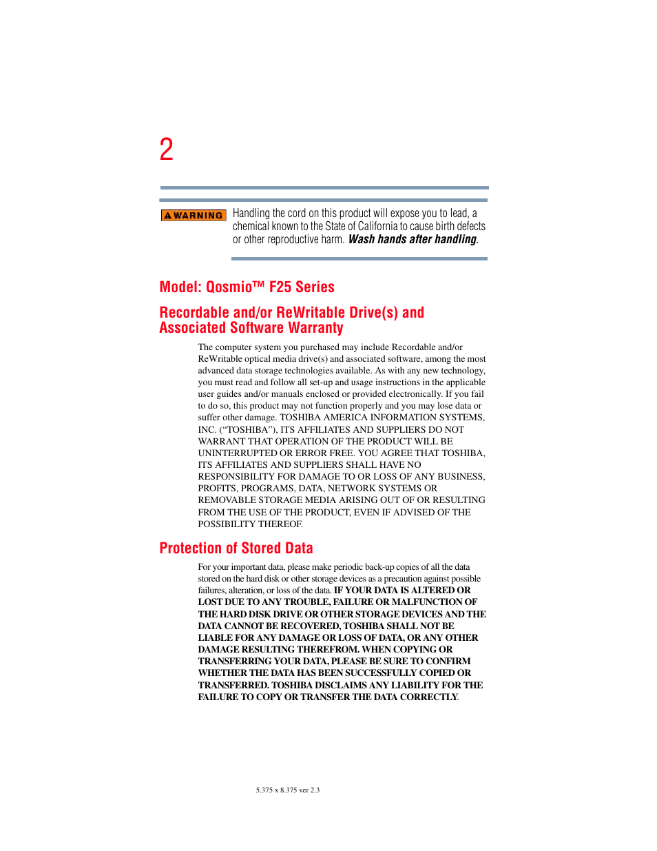 Toshiba F25Series User Manual | Page 2 / 345