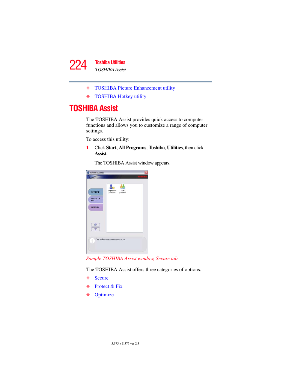 Toshiba assist | Toshiba F25Series User Manual | Page 224 / 345