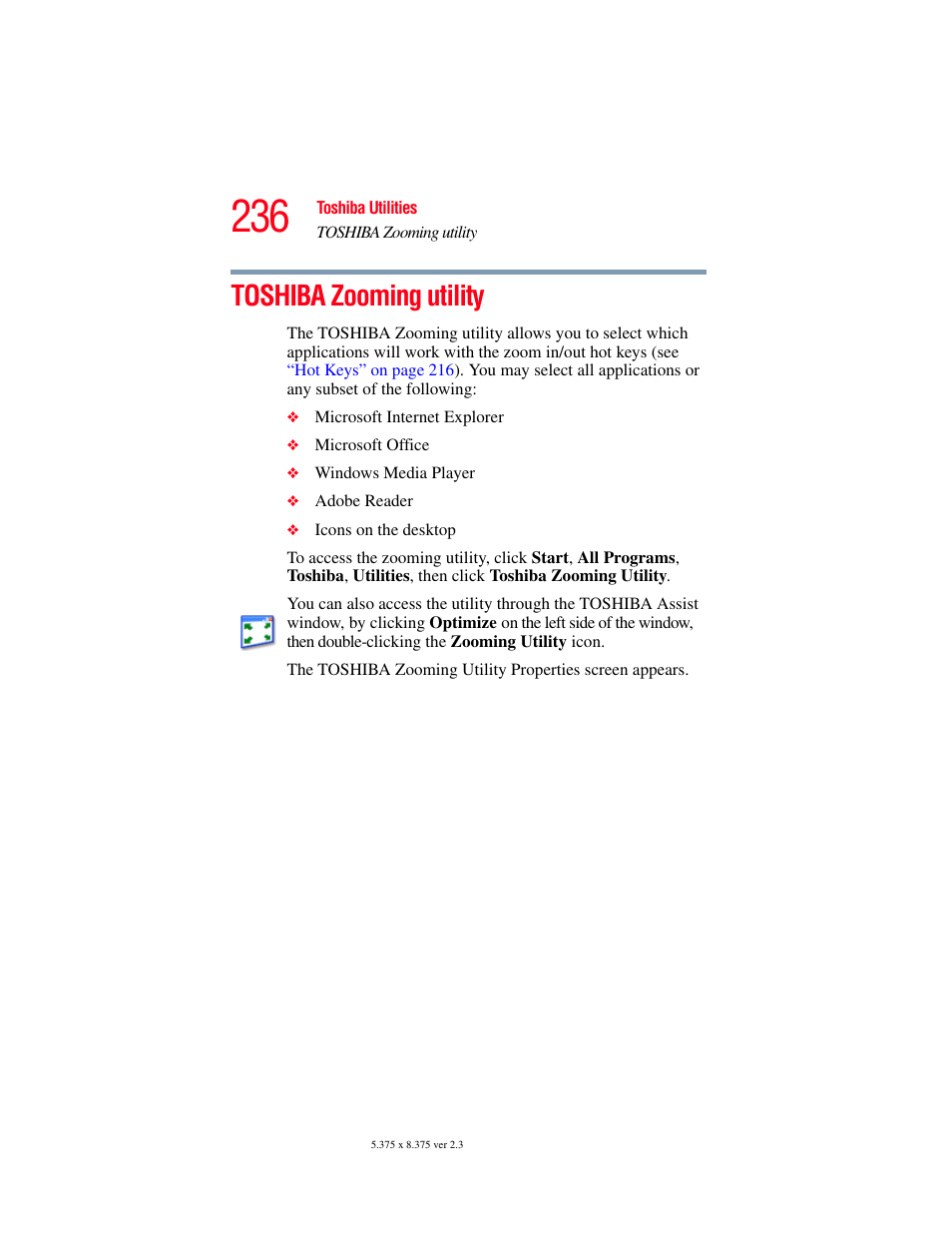 Toshiba zooming utility | Toshiba F25Series User Manual | Page 236 / 345