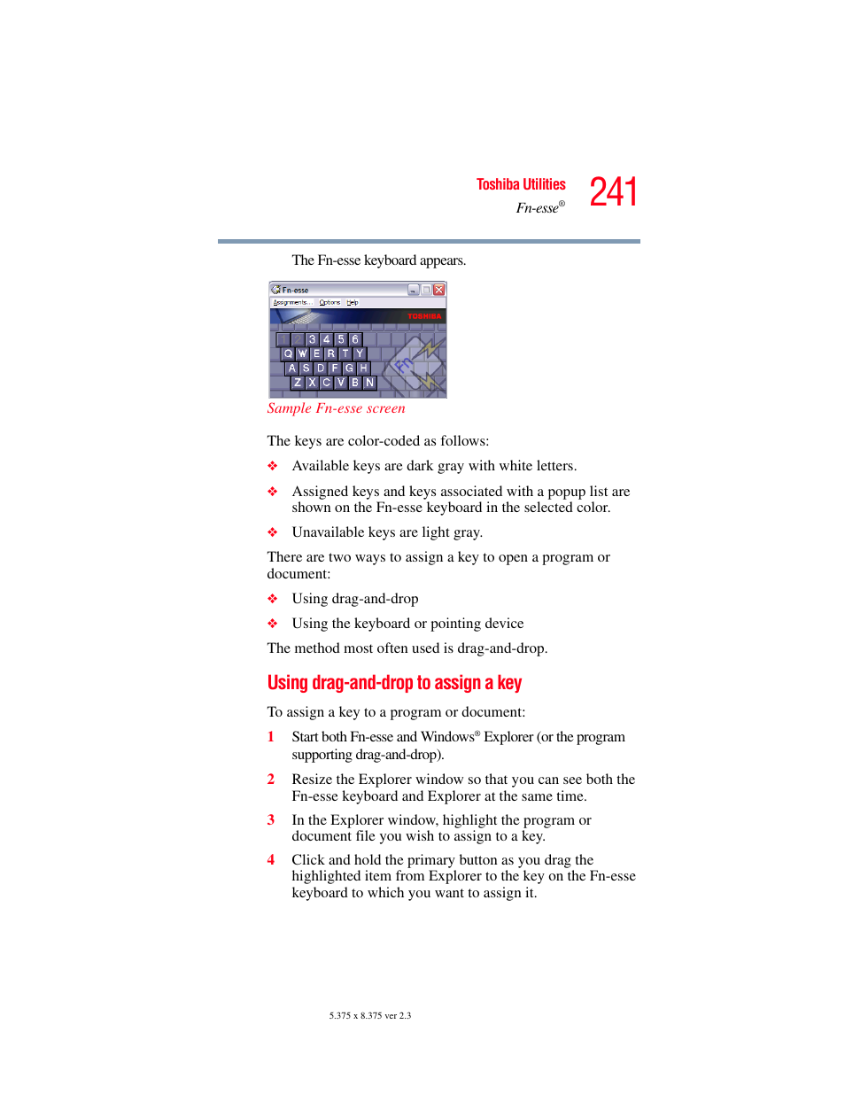 Using drag-and-drop to assign a key | Toshiba F25Series User Manual | Page 241 / 345