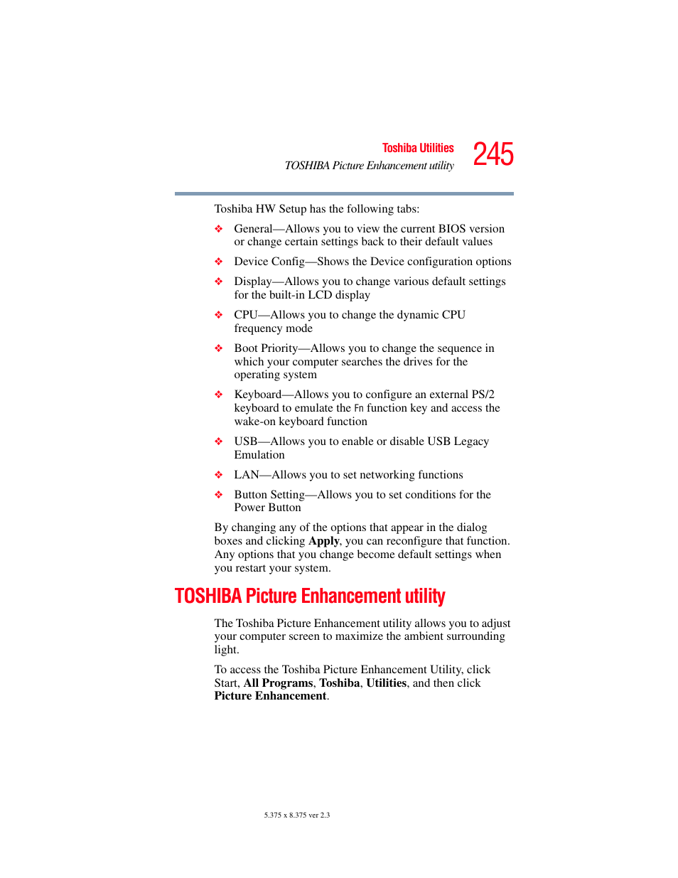 Toshiba picture enhancement utility | Toshiba F25Series User Manual | Page 245 / 345