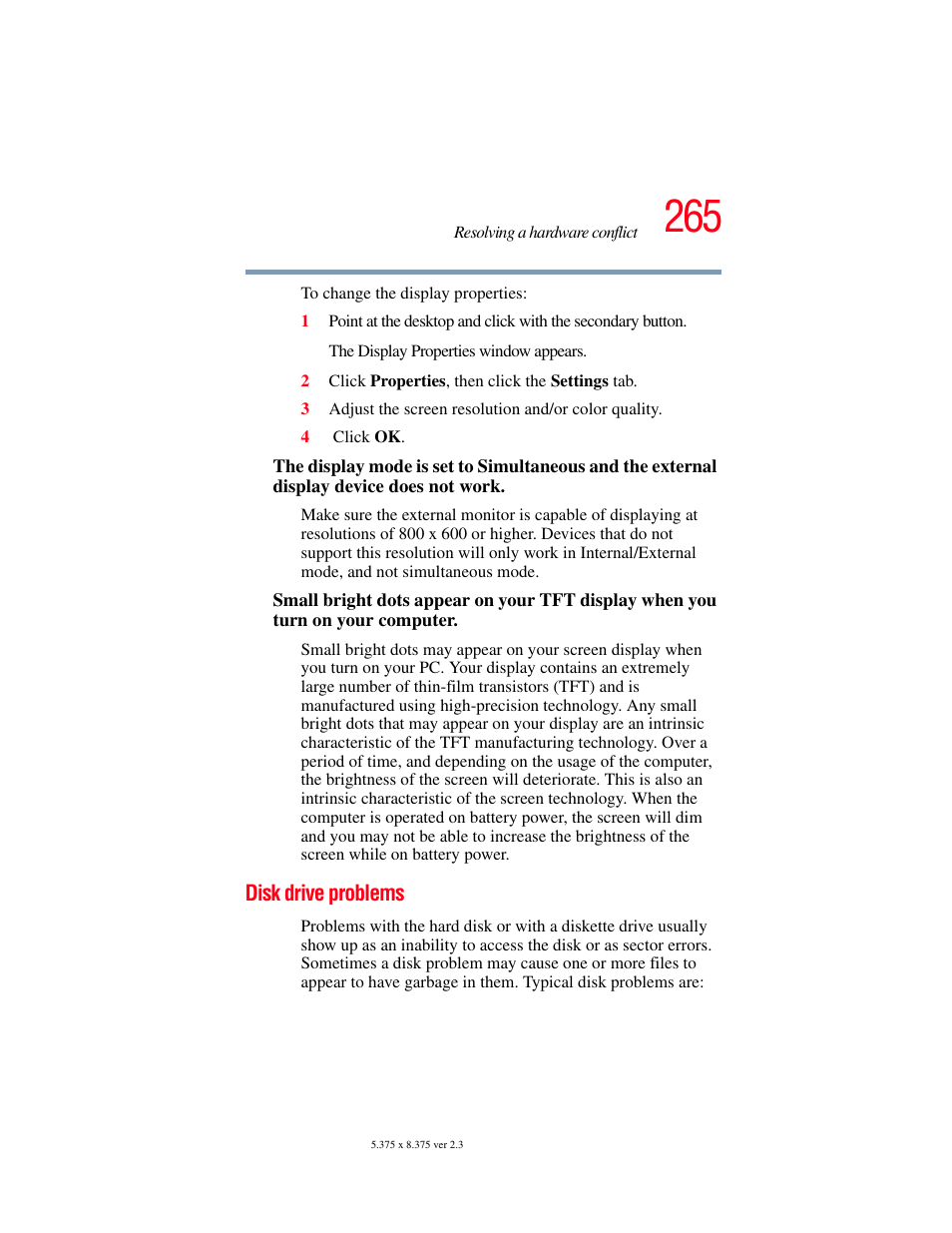 Disk drive problems | Toshiba F25Series User Manual | Page 265 / 345