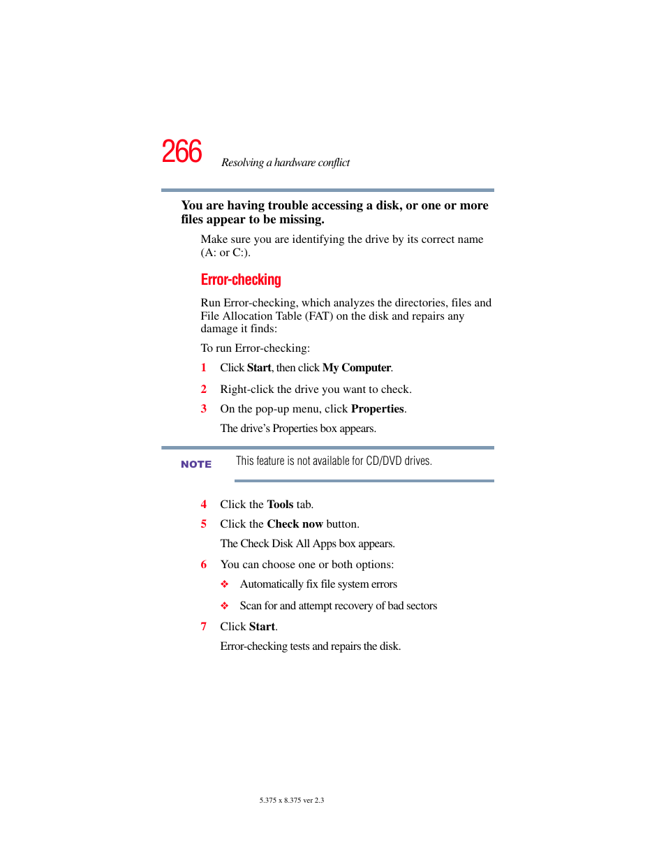 Error-checking | Toshiba F25Series User Manual | Page 266 / 345