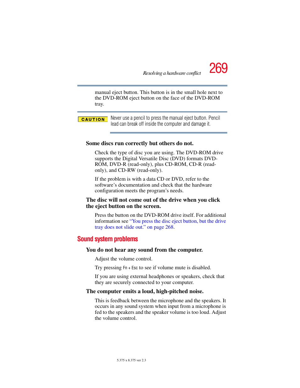 Sound system problems | Toshiba F25Series User Manual | Page 269 / 345